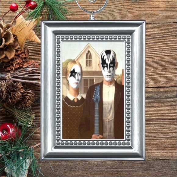 Kiss‎ Gene Simmons American Gothic Parody Christmas Tree Ornament - Picture 1 of 2